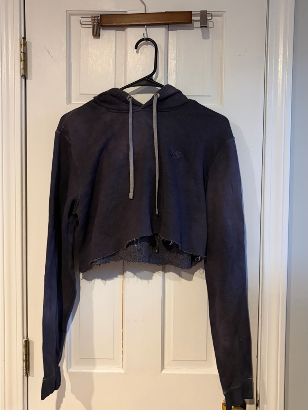 Nike Cropped Hoodie in Purple with Drawstrings